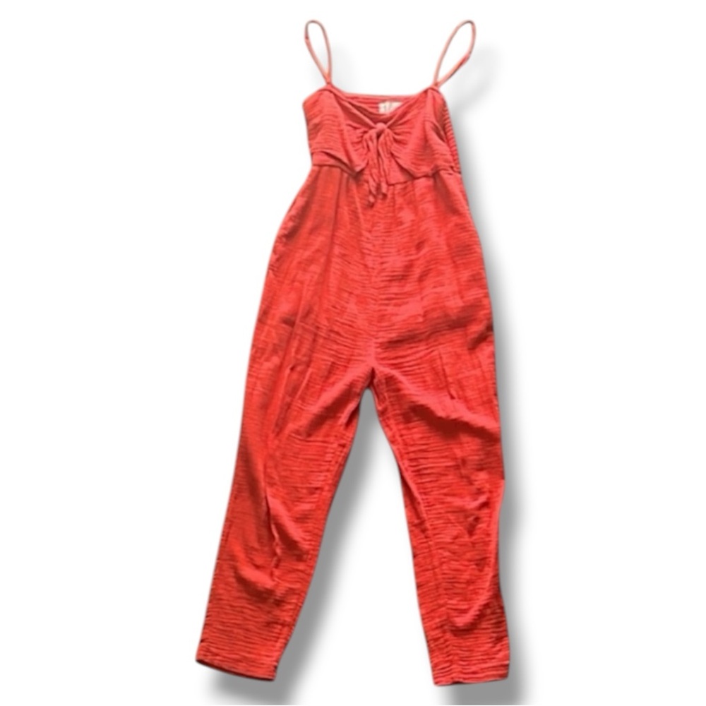 Anthropologie Saturday Sunday Isabel Coral Red Jumpsuit Size XS - Picture 2 of 16